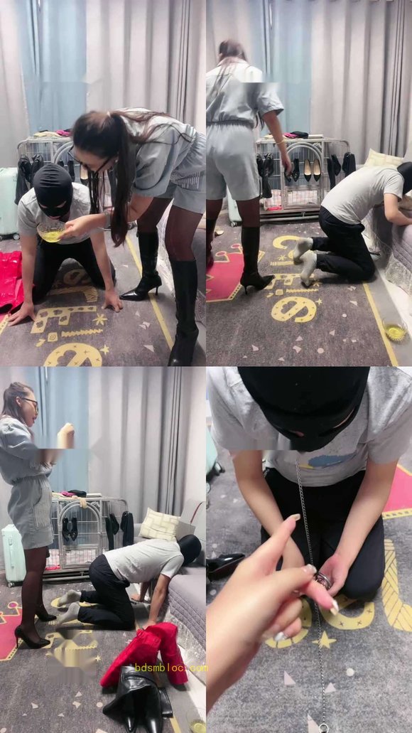 【伊兮夫妻】关狗笼/赏赐圣水/提档/丝袜塞嘴/高跟踩乳