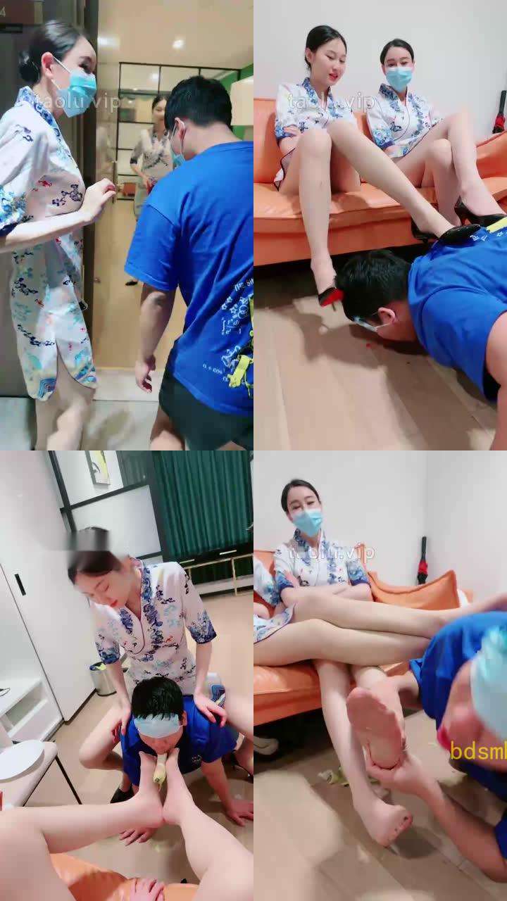 【倪梵】剧情-猥琐大叔跟踪空姐下班-脚踩口吐喂食/人肉坐垫