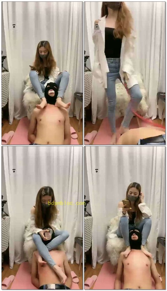 【星黛露】胯下之辱牛仔裤腿绞钻胯圣水虐乳白袜诱惑深喉