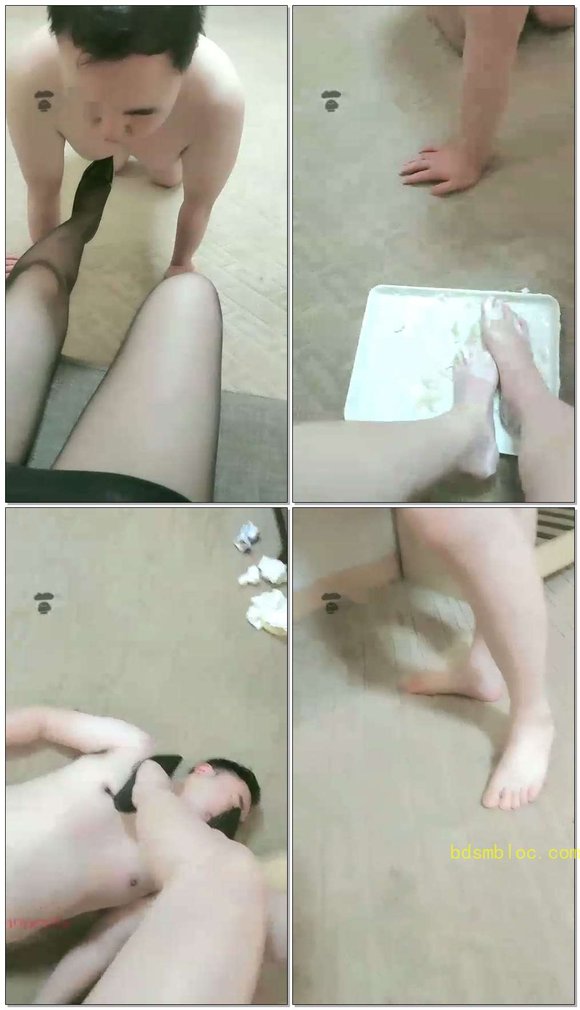 【极品月色】黑丝裸足踩踏，脚喂食，鞭打，耳光，坐脸，虐乳