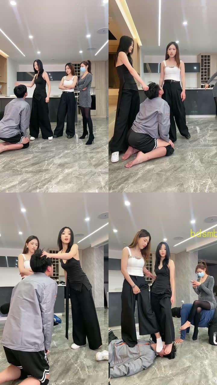 【麋鹿银儿】三女斯天花板耳光踢头专场