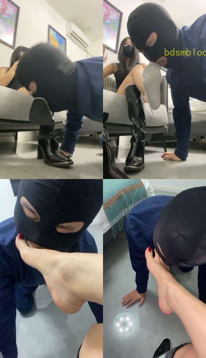 【甜一】清理脏长靴/碾压狗爪/闻舔原味白袜