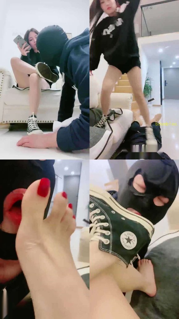 【甜一】调教脚奴 踩踏 清理鞋底 吸脚趾 深喉