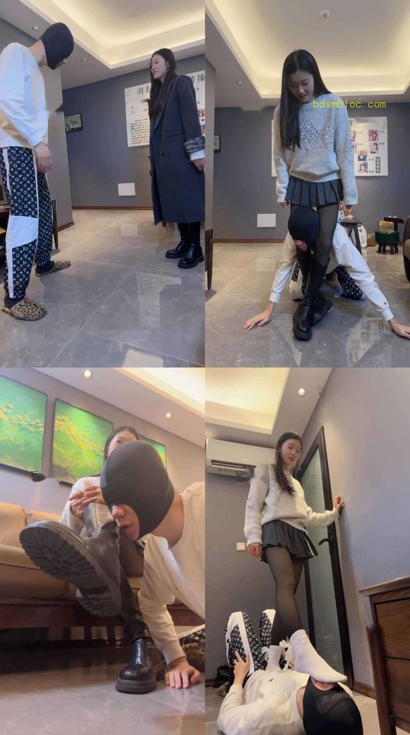 【狗哥】长靴黑丝踩踏踢裆/连环耳光/腿绞手捂窒息/白袜脚捂窒息