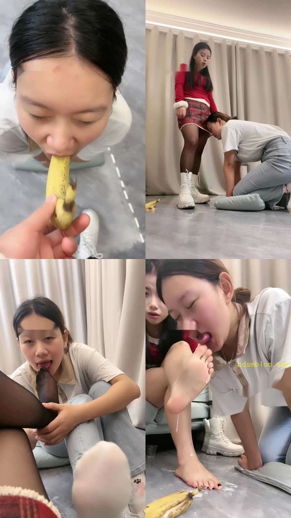 【瑶瑶】母畜-踩踏香蕉喂食/清理脏鞋底/转胯sp/黑丝酸奶脚