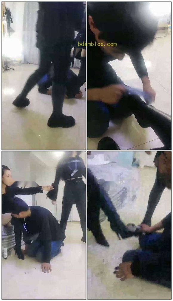 【Audrey、雪儿】用狗嘴给主人，打鞋油