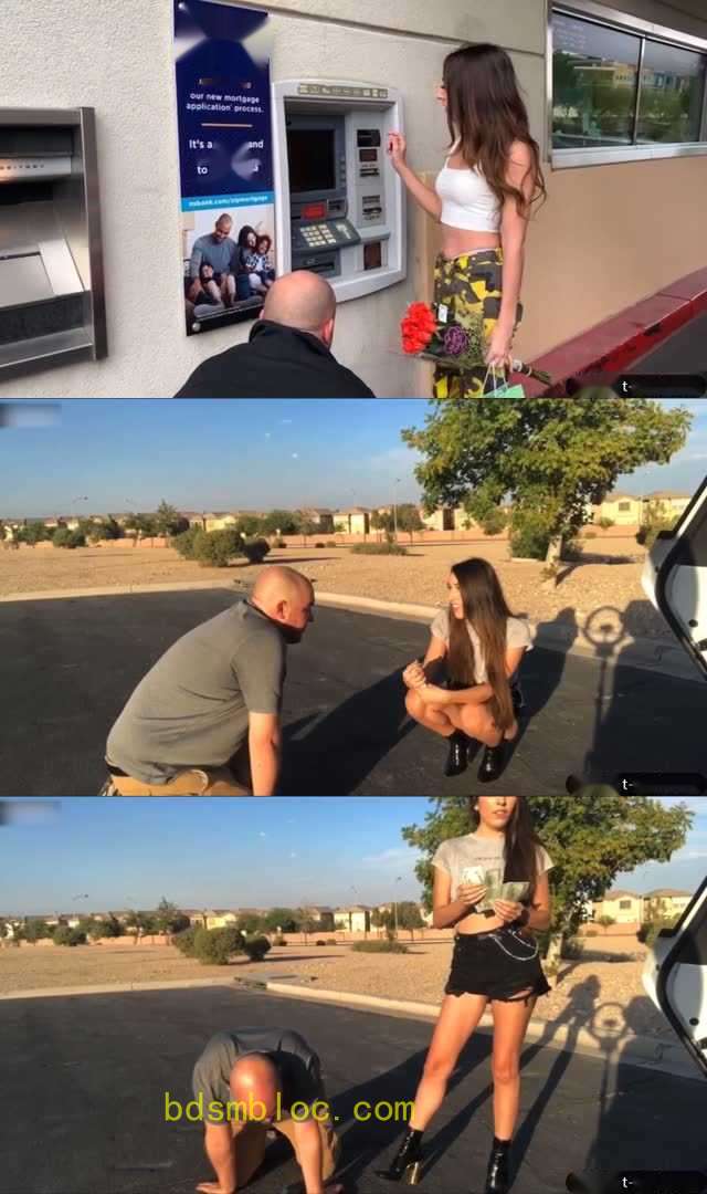【欧美女王】7000美刀极度羞辱ATM奴!大街上下跪交钱舔脏鞋底被当狗遛+踢裆!