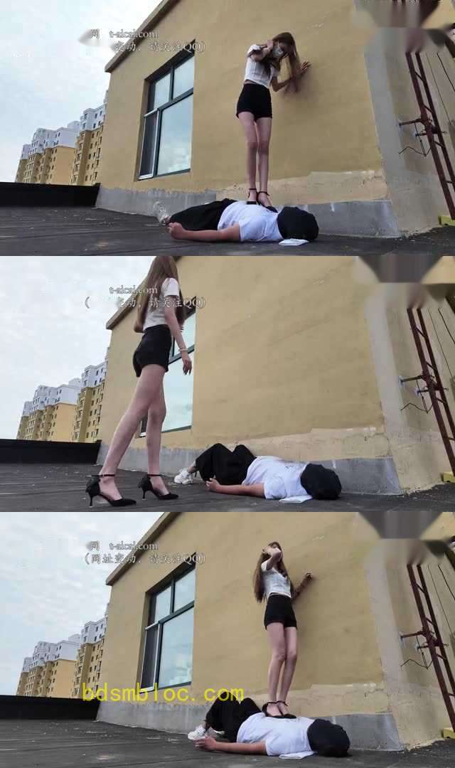【未知女主】室外调教 天台 高跟鞋初次踩踏练习