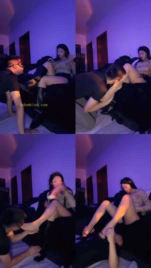 【顾里】调教帅狗 长靴小腿袜丝足除臭舔脚场足喂食坐脸窒息