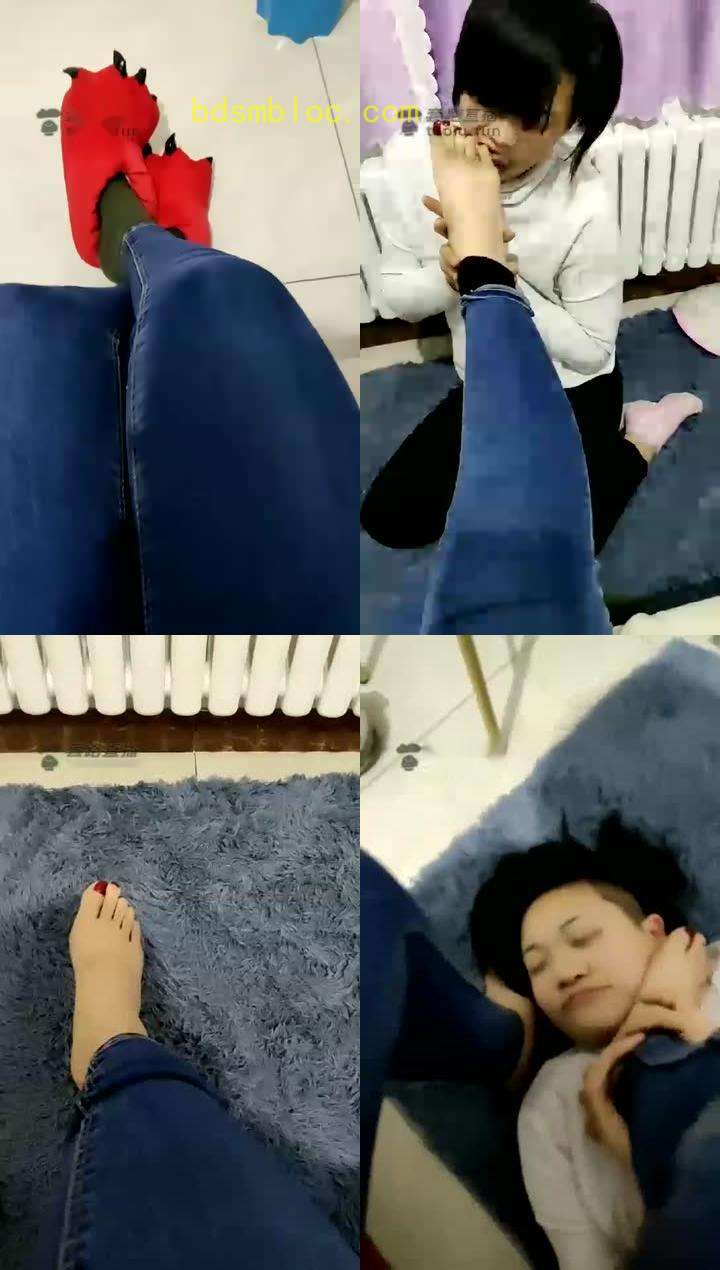 【冰女王】女奴日常，绿袜子，伺候洗脚