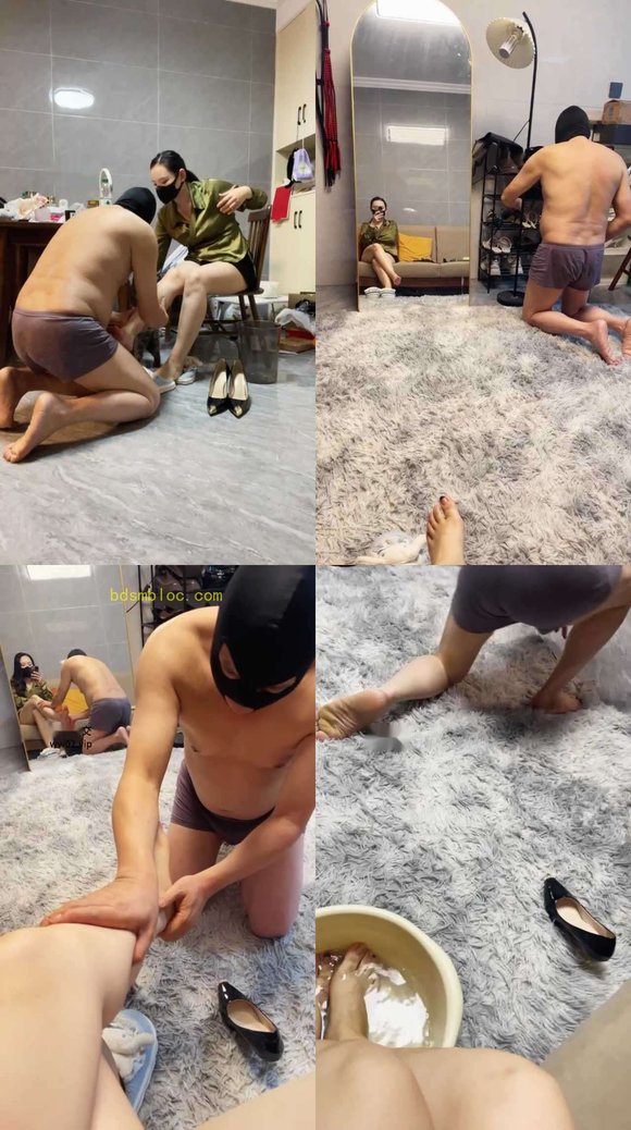 【月女神】圈养狗笼/下跪伺候换鞋/喝洗脚奶
