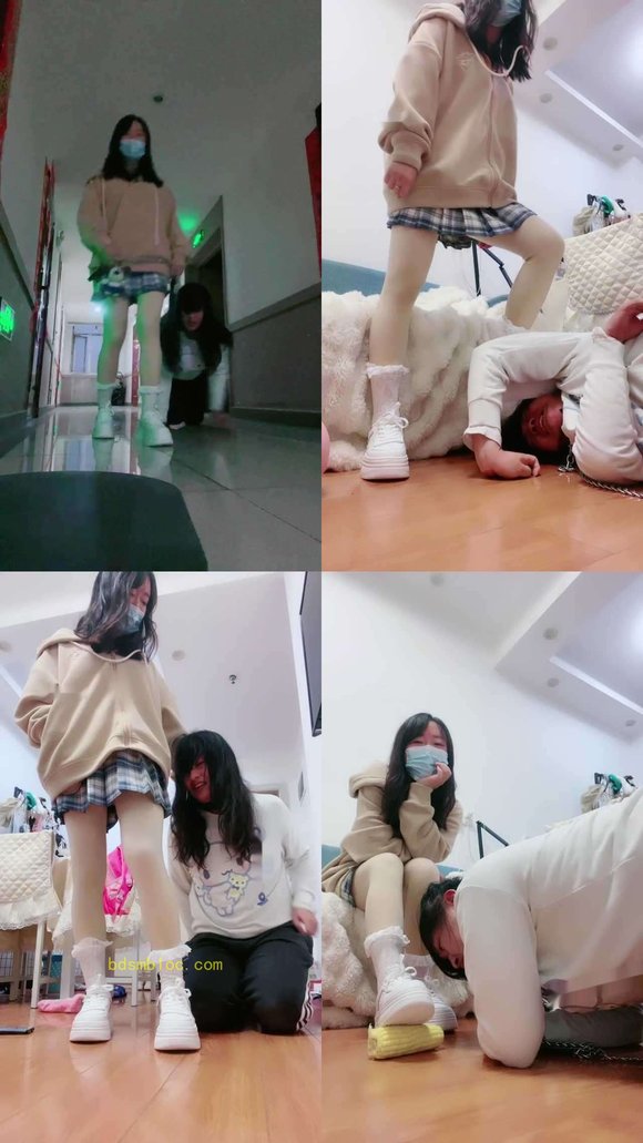 【桃子老师】小白鞋棉袜萝莉主楼道遛狗