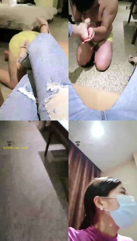 【多多S】牛仔裤高跟玩狗，舔脚钻胯