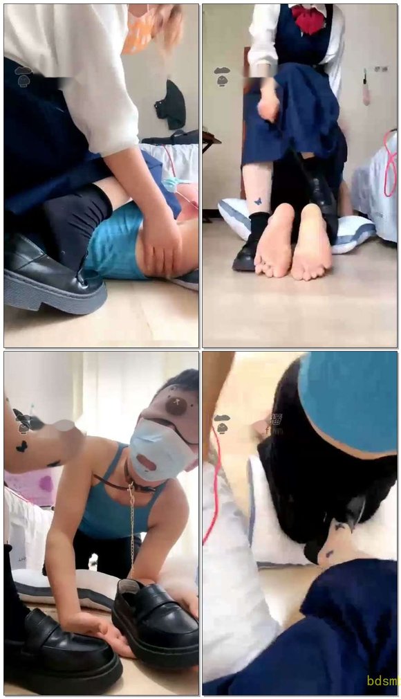 【忽悠小主】素人奶狗的第一次，踩舌头，舔，各种虐