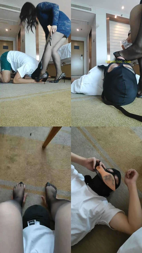 【广州丝主】黑丝原味脚捂脸/踩狗头/闻高跟