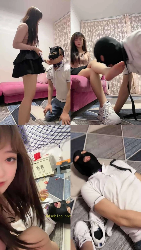 【小灵灵】转胯狗爬/鞭打/清理脏鞋船袜/吮吸脚趾/喂圣水