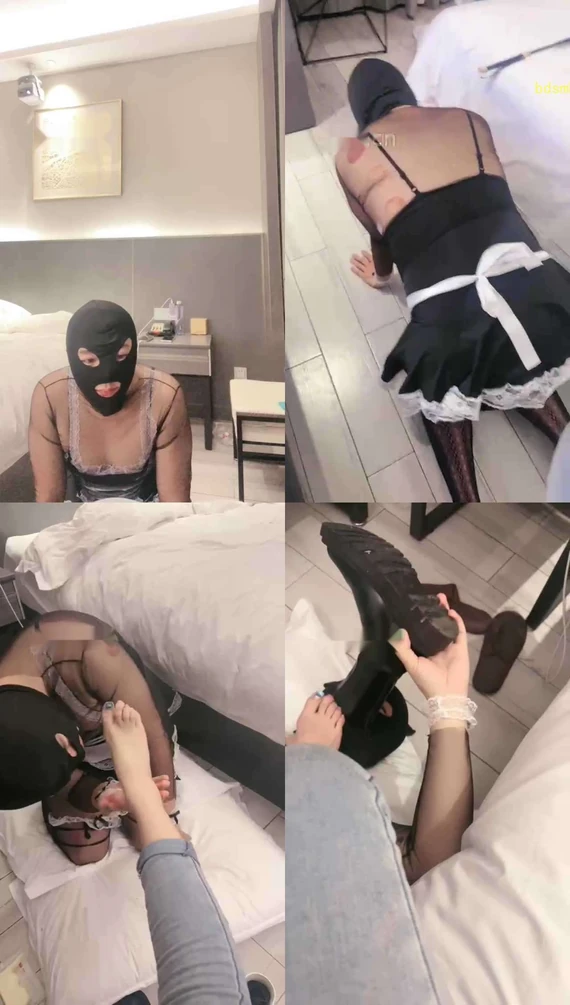 【绝美兔女王】短靴黑丝踩虐CD变装狗