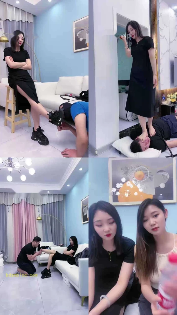 【麋鹿银儿】双S-骑马爬行遛狗/舔脏鞋/船袜裸足踩头/暴力耳光