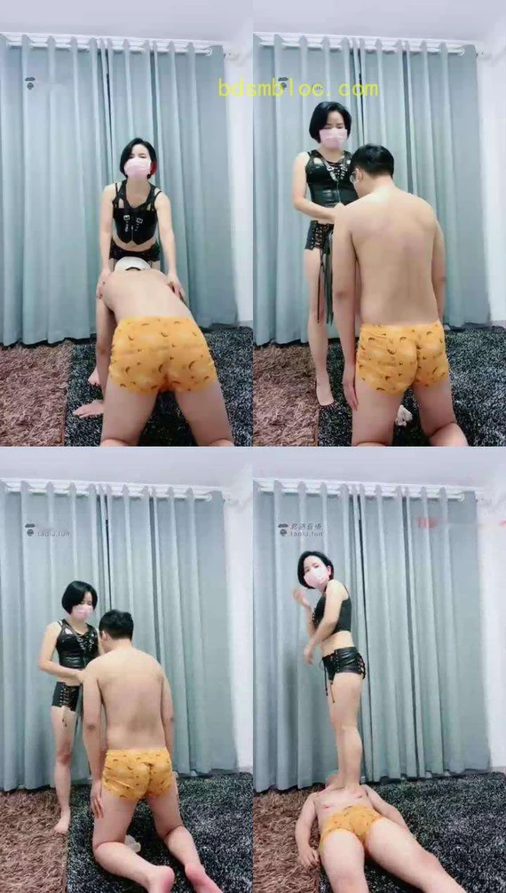 【短发S】第二次犯贱，鞭打耳光钻胯