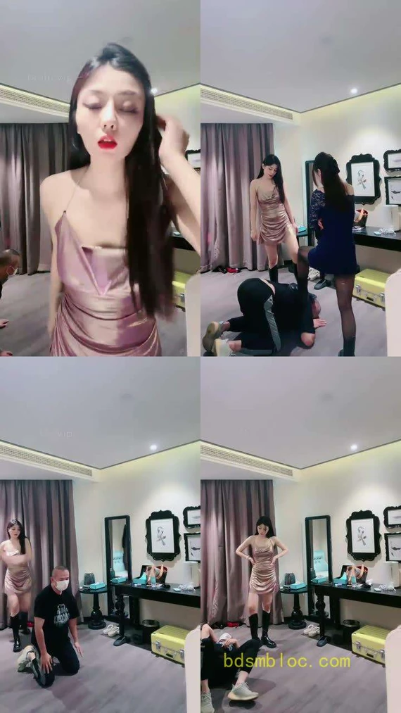 【宫雪】双女王暴力调教踢踹男奴