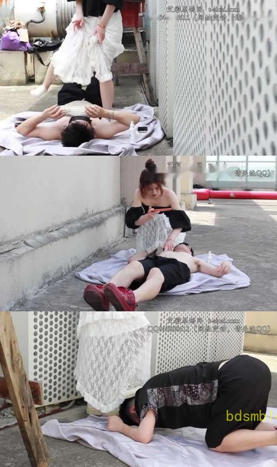 【黑丝诱惑】【晓俞】素人篇：大二学生晓俞阳台室外虐乳闻鞋脏鞋踩头