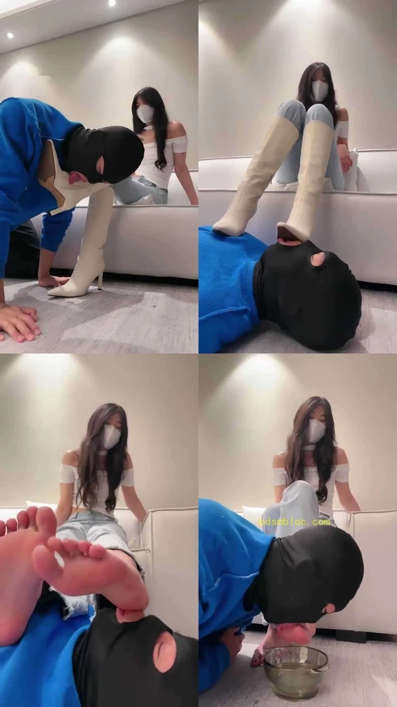 【糯糯】白皮靴 牛仔裤 训练脚奴