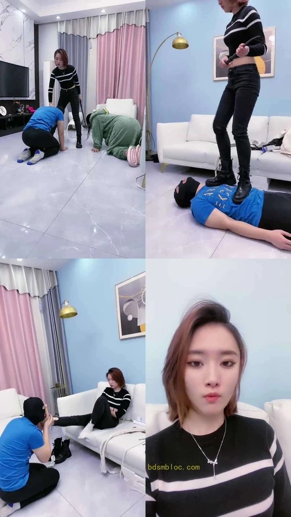 【麋鹿银儿】马丁靴小主极致羞辱新狗-骑脖子享受舔脚/踩踏深喉