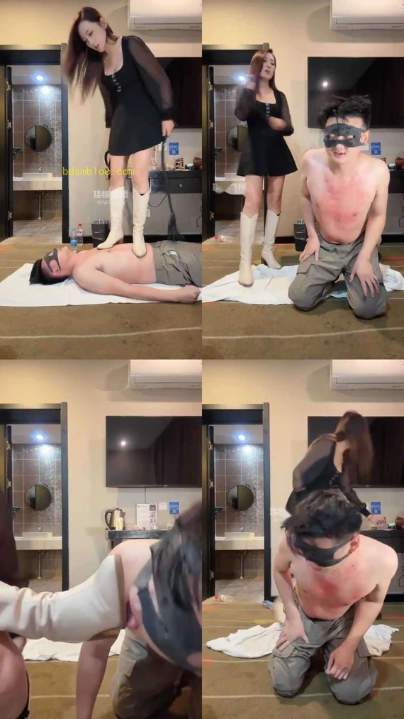 【妙可】调教 长靴暴力踹踢 狠踩口水喂食