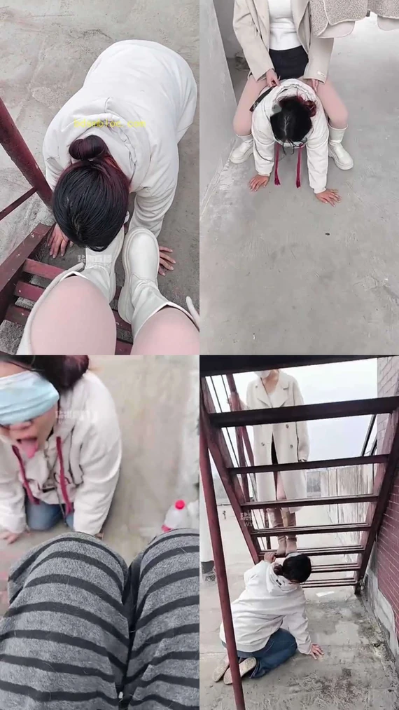 【爱可】带新闺蜜天台调教母狗女奴学姐