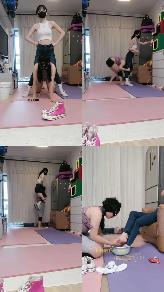 【暴力美学】母畜-骑马骑脖/转胯狗爬/踩踏喂食/伺候沐足/叼袜子