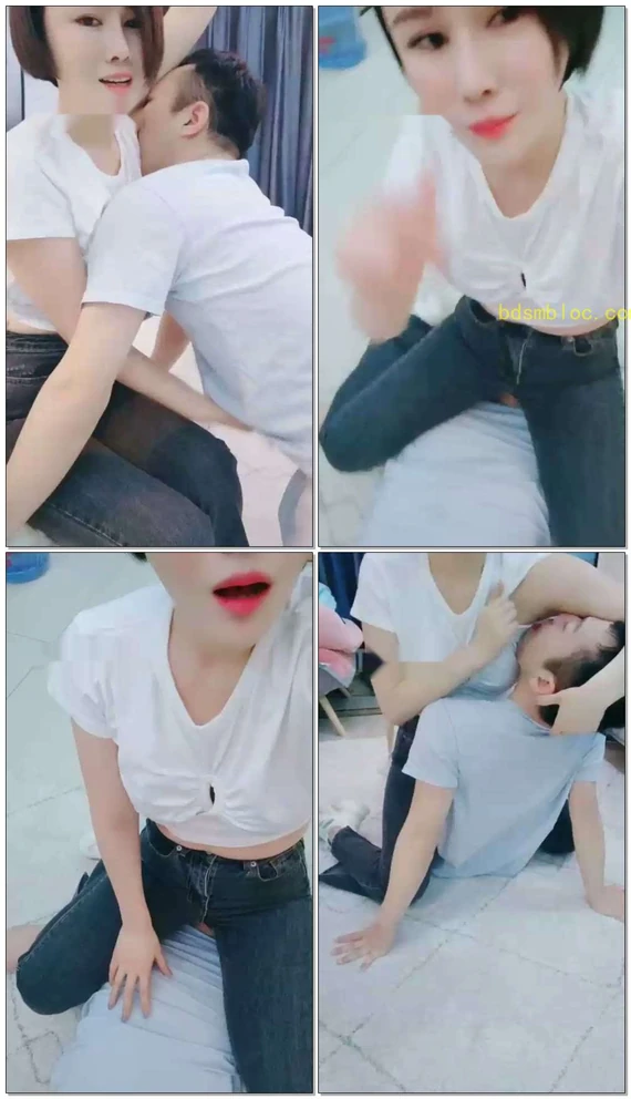 【美丝大】闻舔腋下，牛仔裤窒息坐脸羞辱