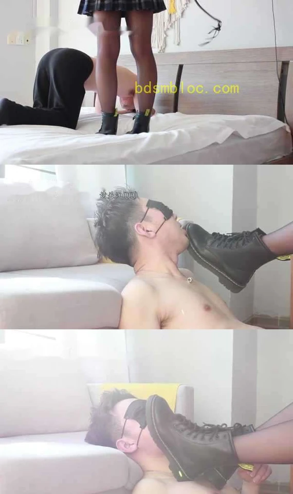 【黑丝诱惑】【陶淘】素人篇：高三学生陶淘鞭子抽打狗奴舔原味脏马丁靴鞋底