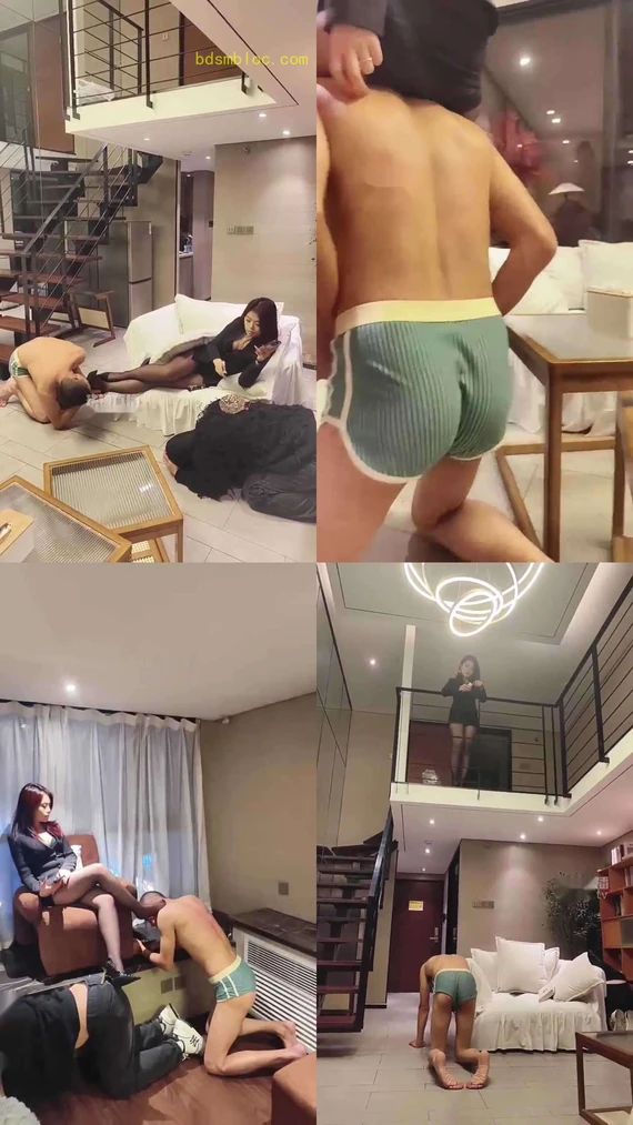 【贺贺】极品慵懒女王范 黑丝高跟调玩双奴