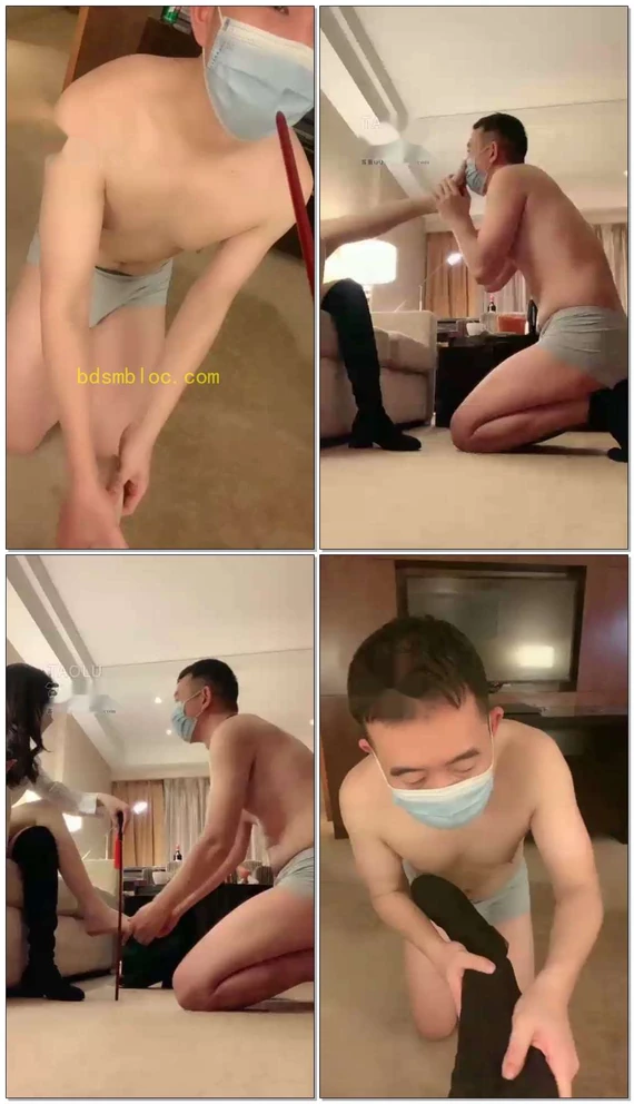 【梦涵】调教舔脚踢裆鞭打