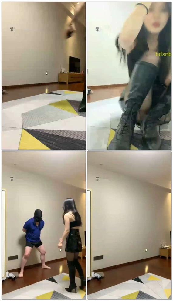【筱月】黑丝长腿重度踢裆
