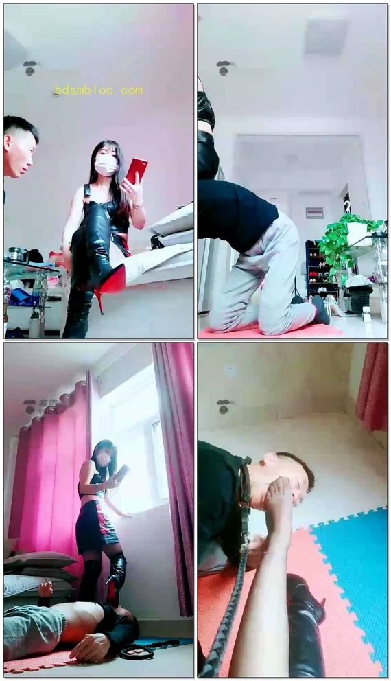【聊城魅影S】黑丝皮靴虐恋足骑马全体重踩踏