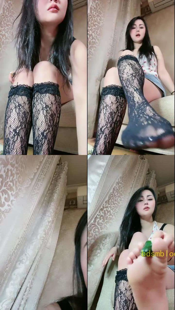 【艾丝冷】蕾丝袜裸足美脚寸止红绿灯