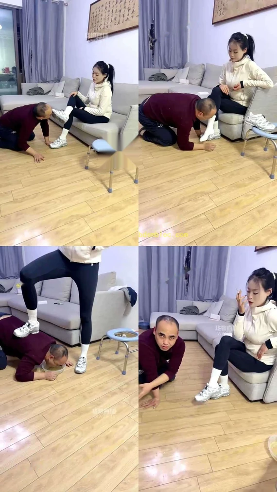 【可可夫妻s】暴力踢踹老狗白袜运动鞋厕纸圣水