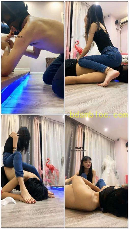【织羊】直播玩狗舔鞋骑马耳光