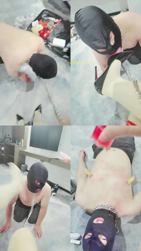 【艳奶奶】狗链遛狗/舔脏鞋肉丝脚/虐乳鞋跟插嘴/滴蜡