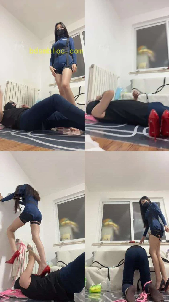 【梓晨大大】铁手铐捆绑-美腿全体重踩踏/藤条鞭打