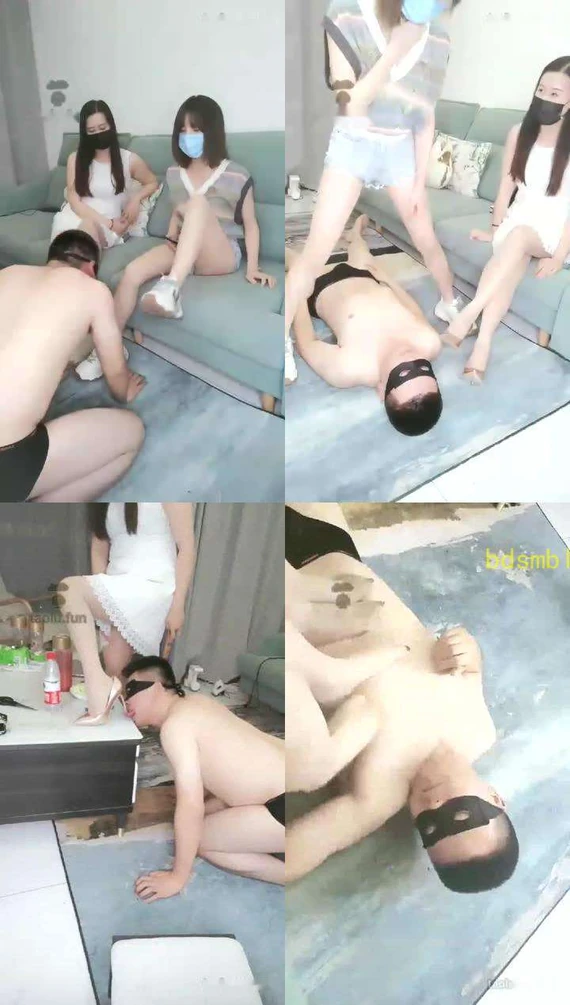 【虫虫】双女王生活化钻跨骑乘，鞋底喂食，虐乳