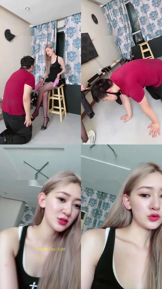 【麋鹿银儿】网红模特深夜惩罚继父