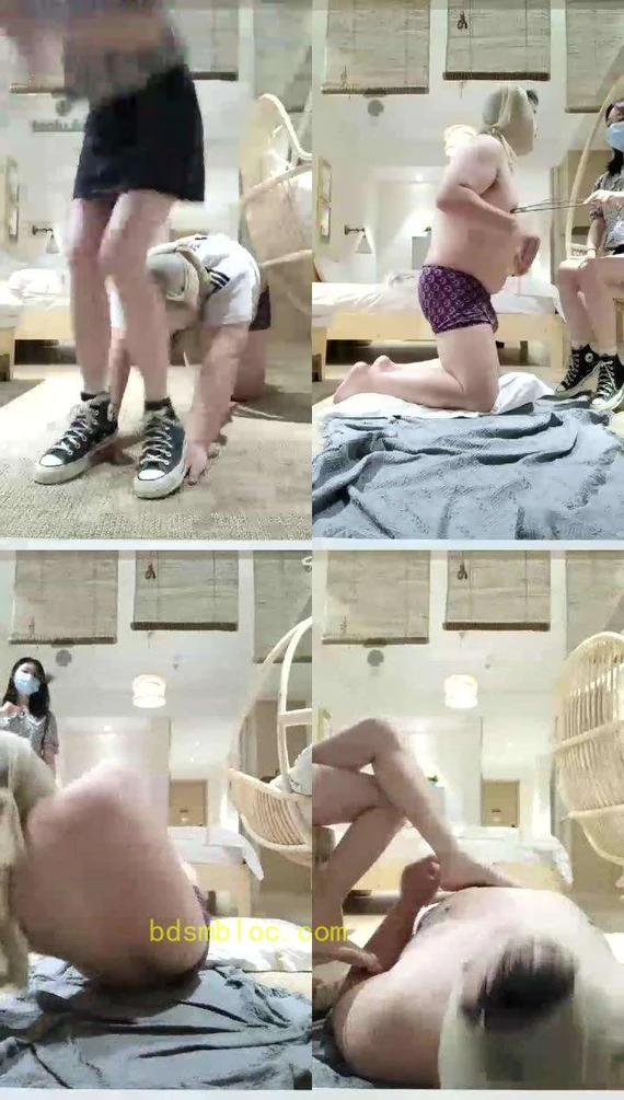 【哈宝s】帆布鞋踩踏骑马深喉调教肉肉的贱狗