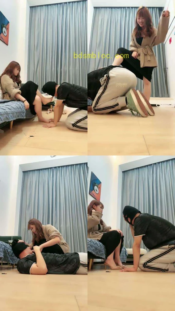 【妍琦ss】强制贱狗深喉！暴力耳光踩踏
