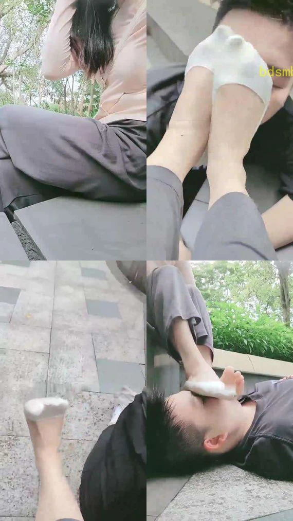 【妮蔻】户外调教脚奴为船袜除臭